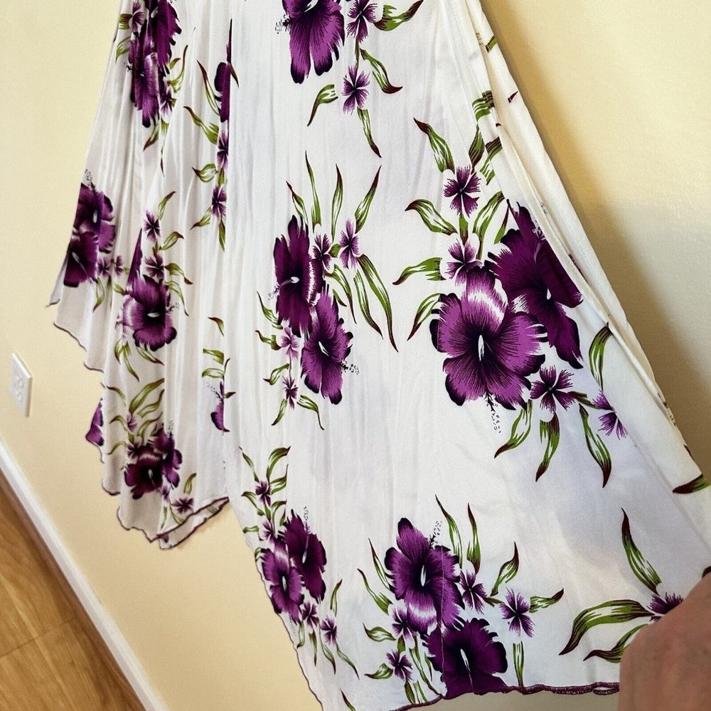 Preowned Womens Rayon Aloha Fashion Sleeveless Floral Midi Dress Large Purple - Picture 4 of 9